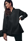Jessica London Wrinkle-free Stretch Cotton Oversized Shirt In Black