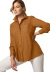 Jessica London Wrinkle-free Stretch Cotton Oversized Shirt In Gold