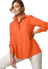 Jessica London Wrinkle-free Stretch Cotton Oversized Shirt In Orange