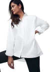 Jessica London Wrinkle-free Stretch Cotton Oversized Shirt In White