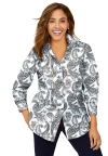 Jessica London Wrinkle-free Stretch Poplin Shirt In Gray