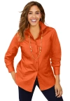 Jessica London Wrinkle-free Stretch Poplin Shirt In Brown