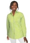 Jessica London Wrinkle-free Stretch Poplin Shirt In Green