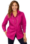Jessica London Wrinkle-free Stretch Poplin Shirt In Pink