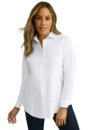 Jessica London Wrinkle-free Stretch Poplin Shirt In White