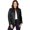 Jessica London Zip Front Leather Jacket In Black