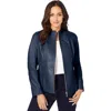 Jessica London Zip Front Leather Jacket In Blue