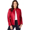 Jessica London Zip Front Leather Jacket In Red
