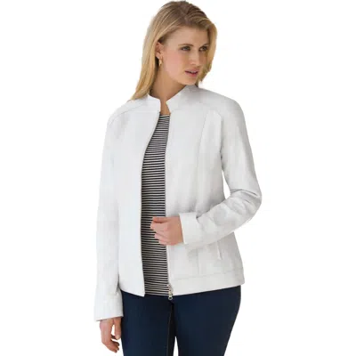 Jessica London Zip Front Leather Jacket In White