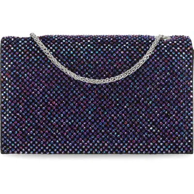 Jessica Mcclintock Adria Rhinestone Embellished Chain Handle Clutch In Blue