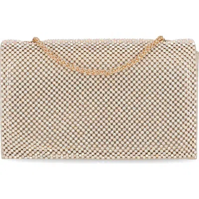 Jessica Mcclintock Adria Rhinestone Embellished Chain Handle Clutch In Brown