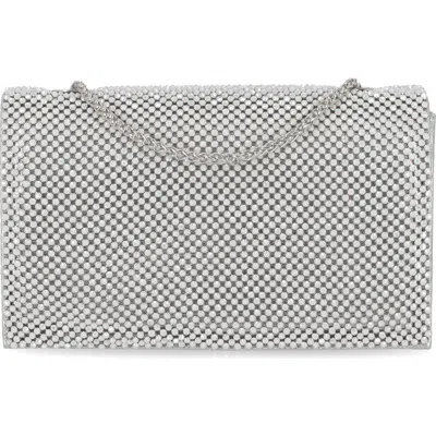 Jessica Mcclintock Adria Rhinestone Embellished Chain Handle Clutch In Silver