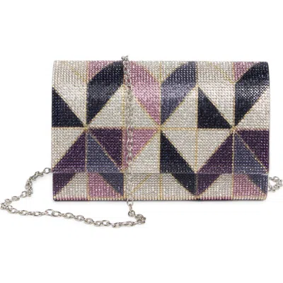 Jessica Mcclintock Alexis Rhinestone Crossbody Clutch In Geo Print