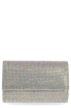 Jessica Mcclintock Alexis Rhinestone Crossbody Clutch In Irridescent Silver