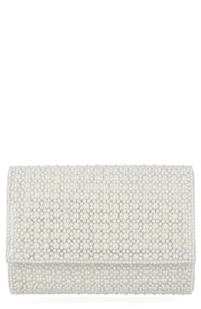 Jessica Mcclintock Alexis Rhinestone Crossbody Clutch In Pear Silver Soft Shine