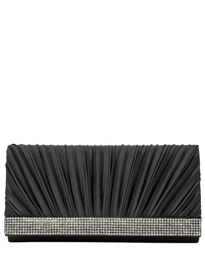 Jessica Mcclintock Chloe Pleated Satin Clutch In Blue