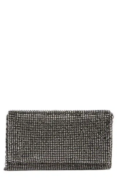 Jessica Mcclintock Cory Crystal Mesh Flap Crossbody Bag In Gunmetal