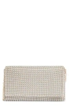 Jessica Mcclintock Cory Crystal Mesh Flap Crossbody Bag In Pearl