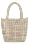 Jessica Mcclintock Crystal Embellished Chase Top Handle Mini Tote Bag In Neutral
