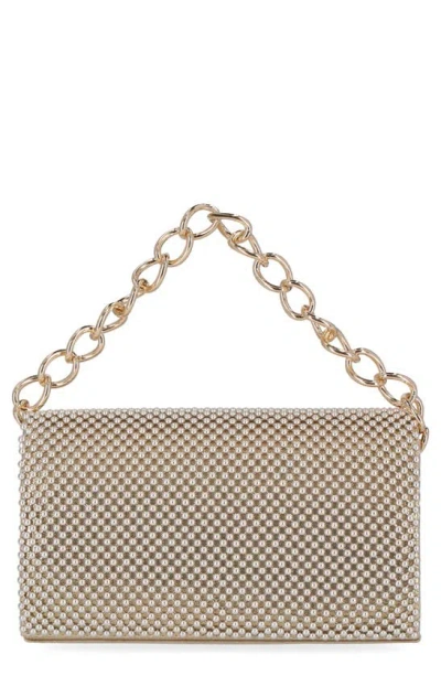 Jessica Mcclintock Damiana Beaded Metal Mesh Clutch In Gold