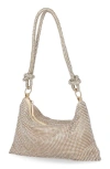 Jessica Mcclintock Dolly Crystal Mesh Shoulder Bag In Light Gold/ Light Gold