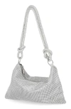 Jessica Mcclintock Dolly Crystal Mesh Shoulder Bag In Silver/ Silver