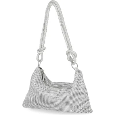 Jessica Mcclintock Dolly Crystal Mesh Shoulder Bag In Silver/silver