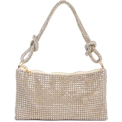 Jessica Mcclintock Dolly Oversize Rhinestone Mesh Shoulder Bag In Light Gold