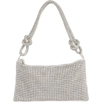 Jessica Mcclintock Dolly Oversize Rhinestone Mesh Shoulder Bag In Silver