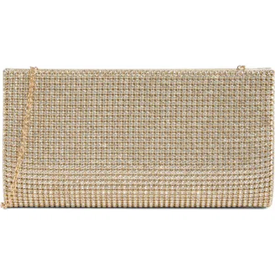 Jessica Mcclintock Elaine Oversize Rhinestone Embellished Clutch In Gold