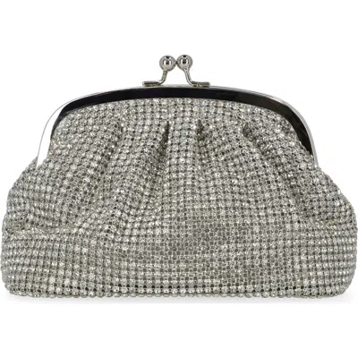 Jessica Mcclintock Elsie Frame Top Rhinestone Clutch In Silver