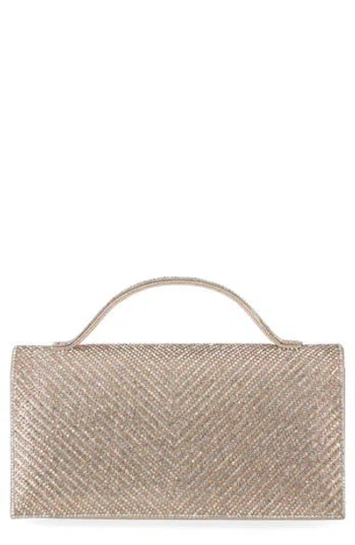 Jessica Mcclintock Felicia Rhinestone Embellished Top Handle Clutch In Gold