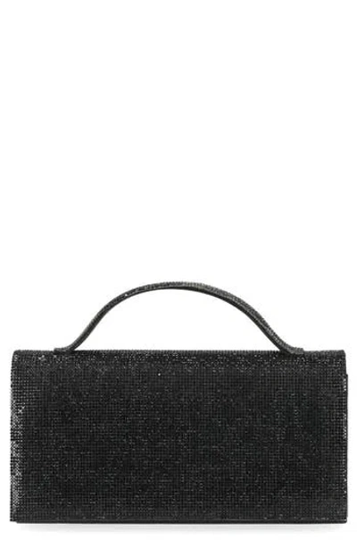 Jessica Mcclintock Felicia Rhinestone Embellished Top Handle Clutch In Black