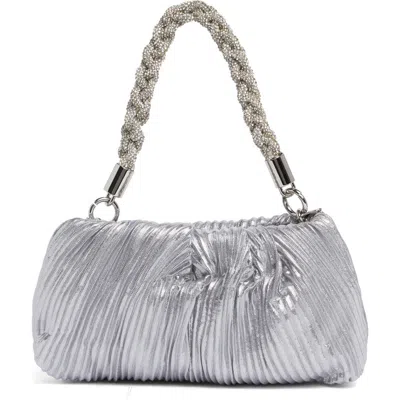 Jessica Mcclintock Florian Pleated Metallic Shoulder Bag In Silver