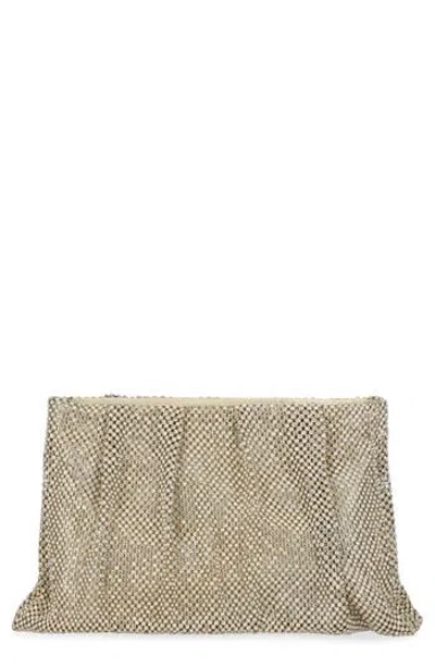 Jessica Mcclintock Francis Crystal Drape Clutch In Gold