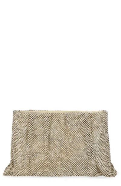 Jessica Mcclintock Francis Crystal Drape Clutch In Light Gold