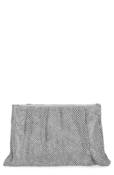 Jessica Mcclintock Francis Crystal Drape Clutch In Silver