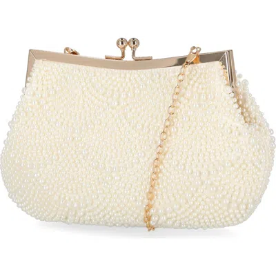 Jessica Mcclintock Gardenia Faux Pearl Clutch In White
