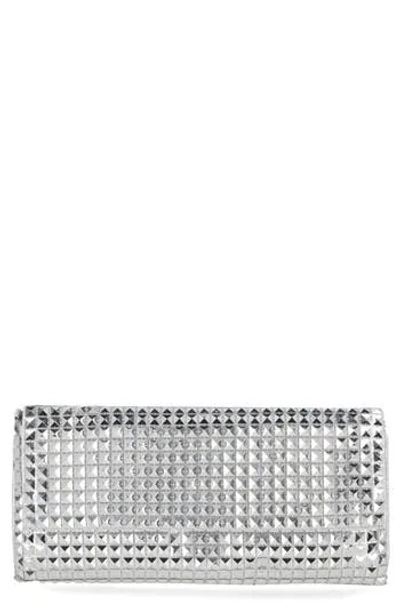 Jessica Mcclintock Helena Pyramid Mesh Flap Clutch In Silver