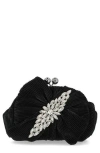 Jessica Mcclintock Juliette Pleat Frame Embellished Clutch In Black