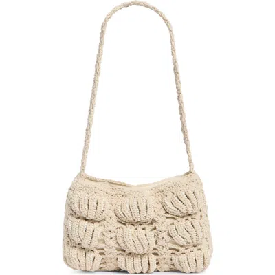 Jessica Mcclintock Juniper Beaded Knit Shoulder Bag In Neutral