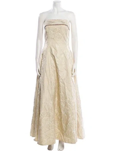 Pre-owned Jessica Mcclintock Lace Pattern Long Dress In Neutral