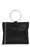 Jessica Mcclintock Nesta Ring Rhinestone Clutch In Black