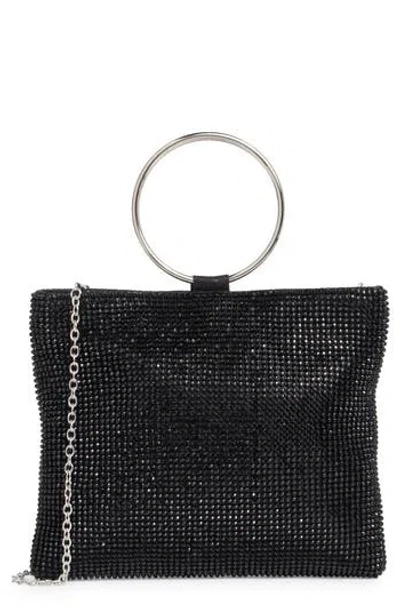 Jessica Mcclintock Nesta Ring Rhinestone Clutch In Black