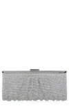 Jessica Mcclintock Simona Rhinestone Mesh Clutch In Irridescent Silver