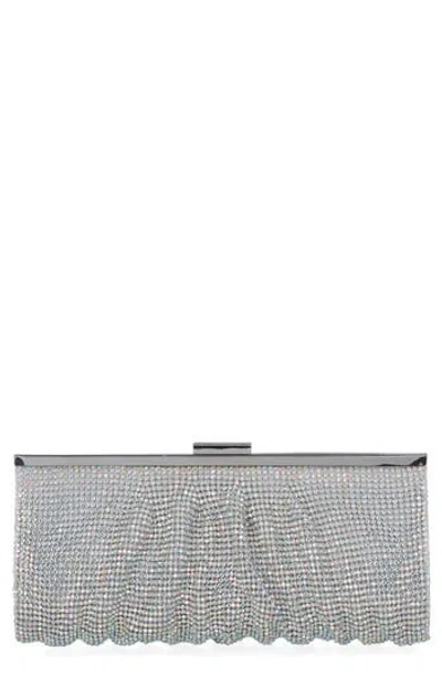 Jessica Mcclintock Simona Rhinestone Mesh Clutch In Irridescent Silver