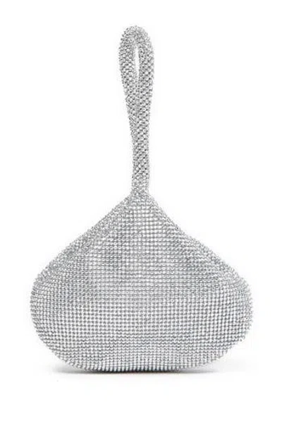 Jessica Mcclintock Staci Beaded Mesh Wristlet In 42n-silver