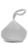 Jessica Mcclintock Staci Beaded Mesh Wristlet In 42n Silver
