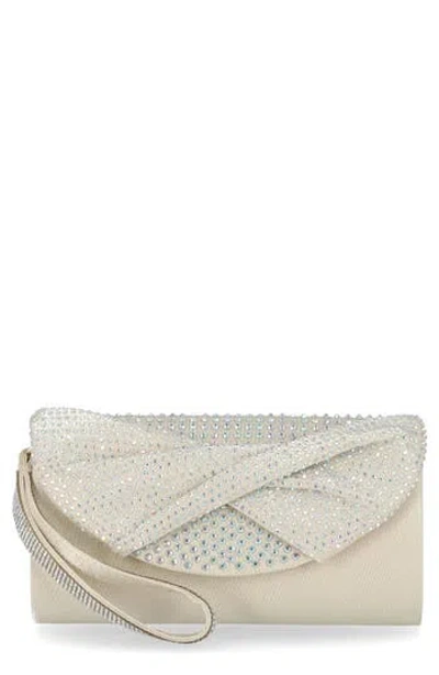 Jessica Mcclintock Vienna Sateen Rhinestone Wristlet In Neutral