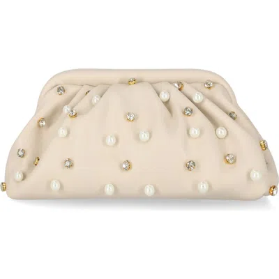 Jessica Mcclintock Violetta Studded Clutch In Neutral